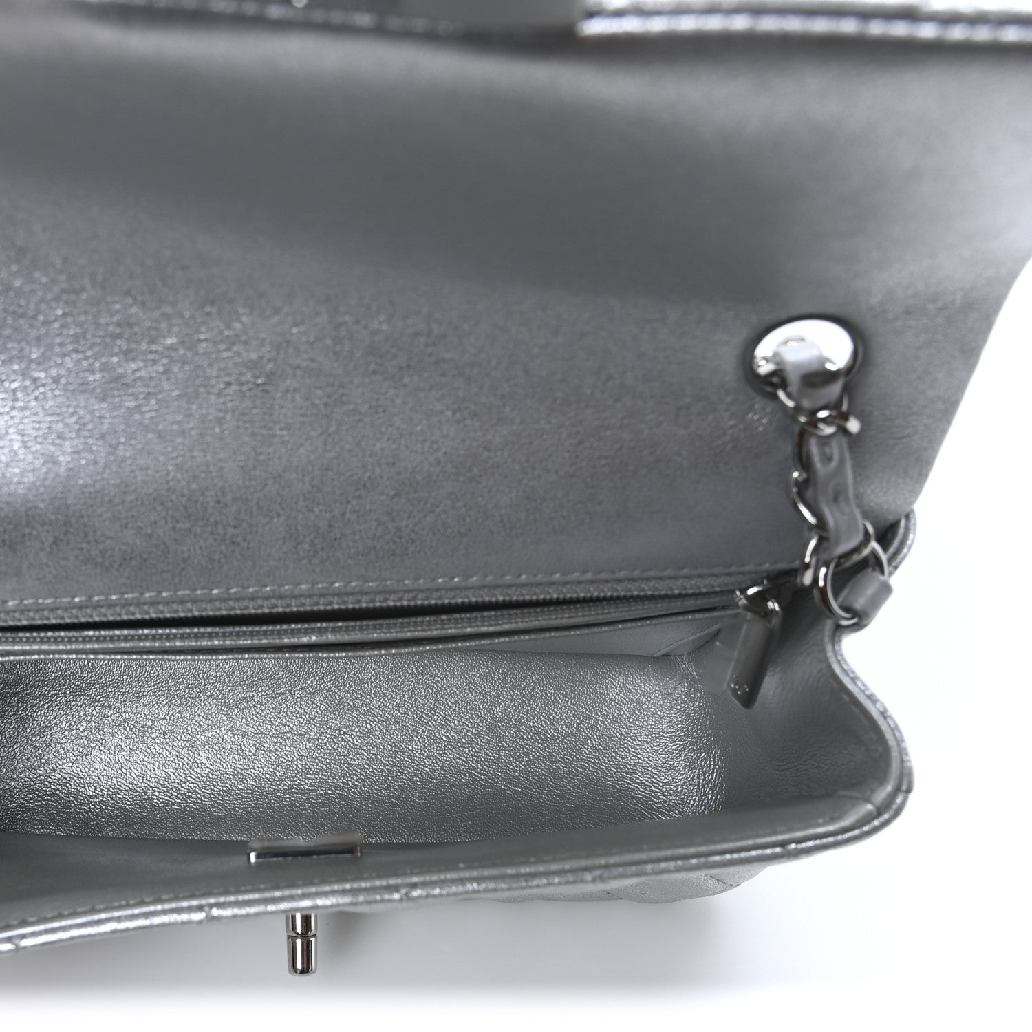 Chanel Metallic Lambskin Quilted Mini Rectangular Flap Silver 5 of 10