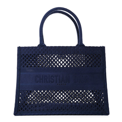 Christian Dior Mesh Embroidered Medium Book Tote Navy Blue 1 of 4