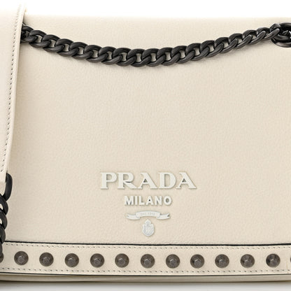 Prada Glace Calfskin Studded Crossbody White 8 of 11