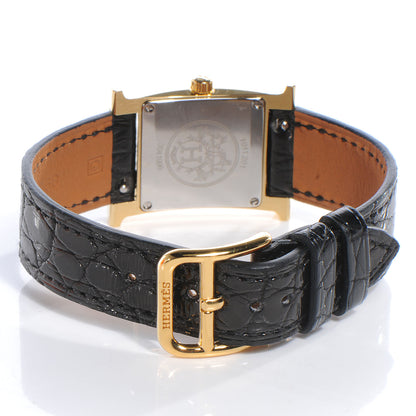 Hermes Stainless Steel Alligator 21mm Heure H Hour Quartz Watch Noir 7 of 8