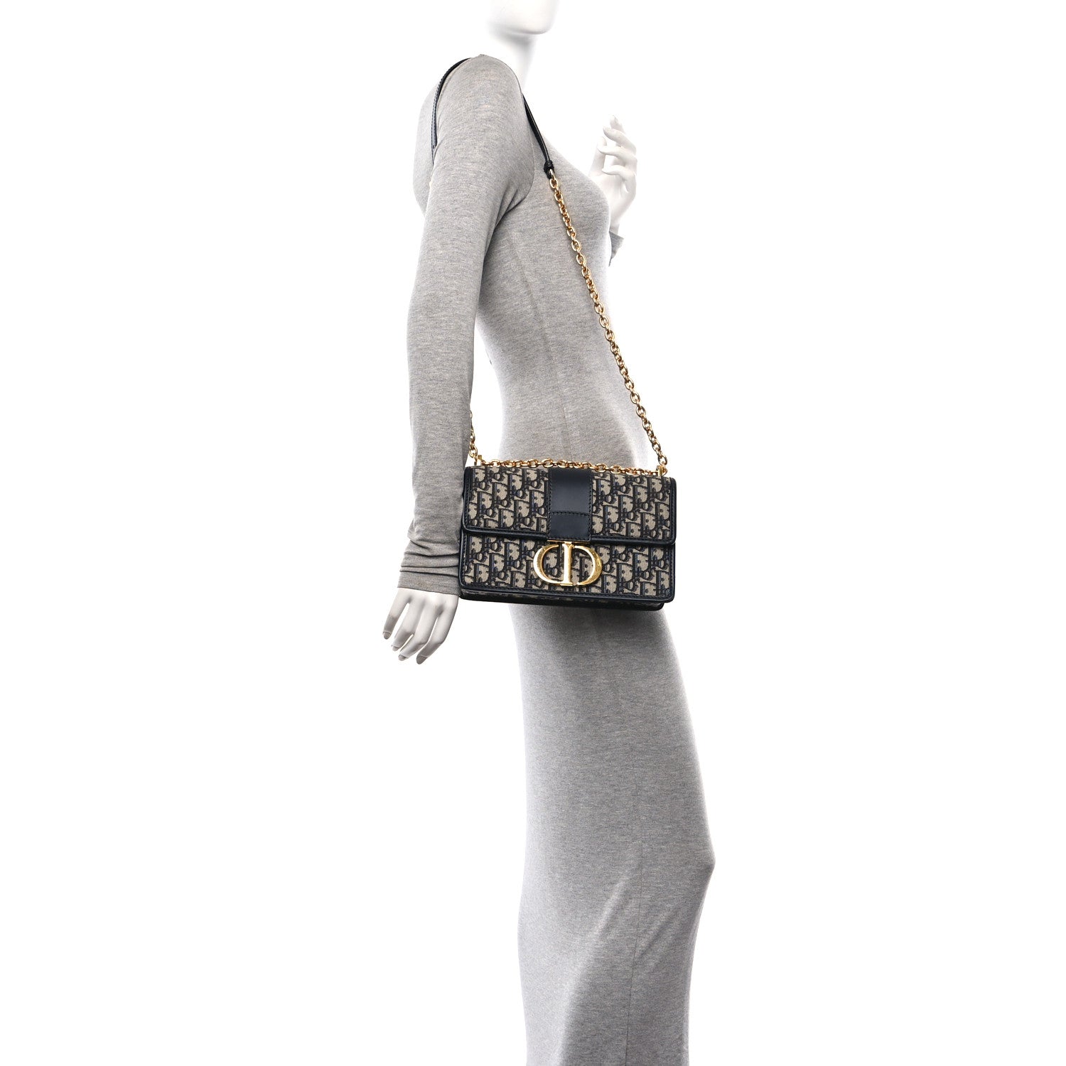 Christian Dior Oblique 30 Montaigne Chain Flap Bag Blue 2 of 9