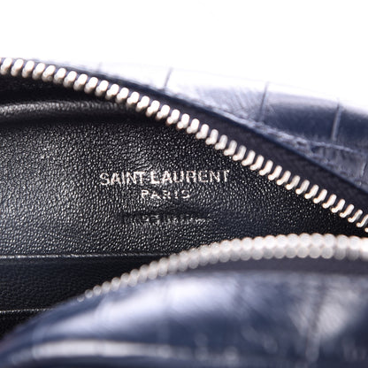 Saint Laurent Calfskin Crocodile Embossed Monogram Blogger Bag Medium Blue 7 of 9