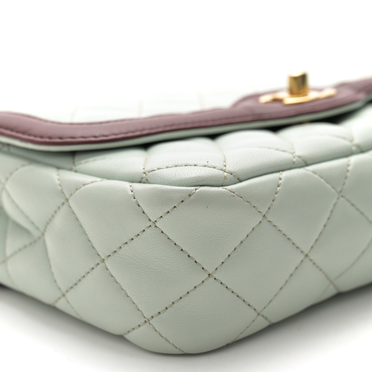 Chanel Lambskin Quilted Small Two Tone Day Flap Light Blue Burgundy 8 of 12