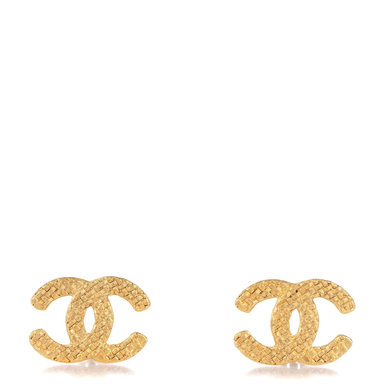 Chanel CC Woven Clip On Earrings Gold 1 of 4