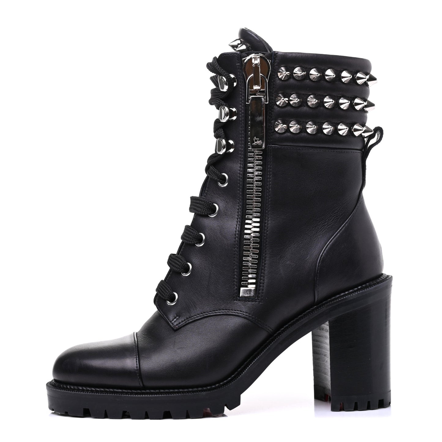 Calfskin Winter Spikes 70 Combat Boots 36 Black
