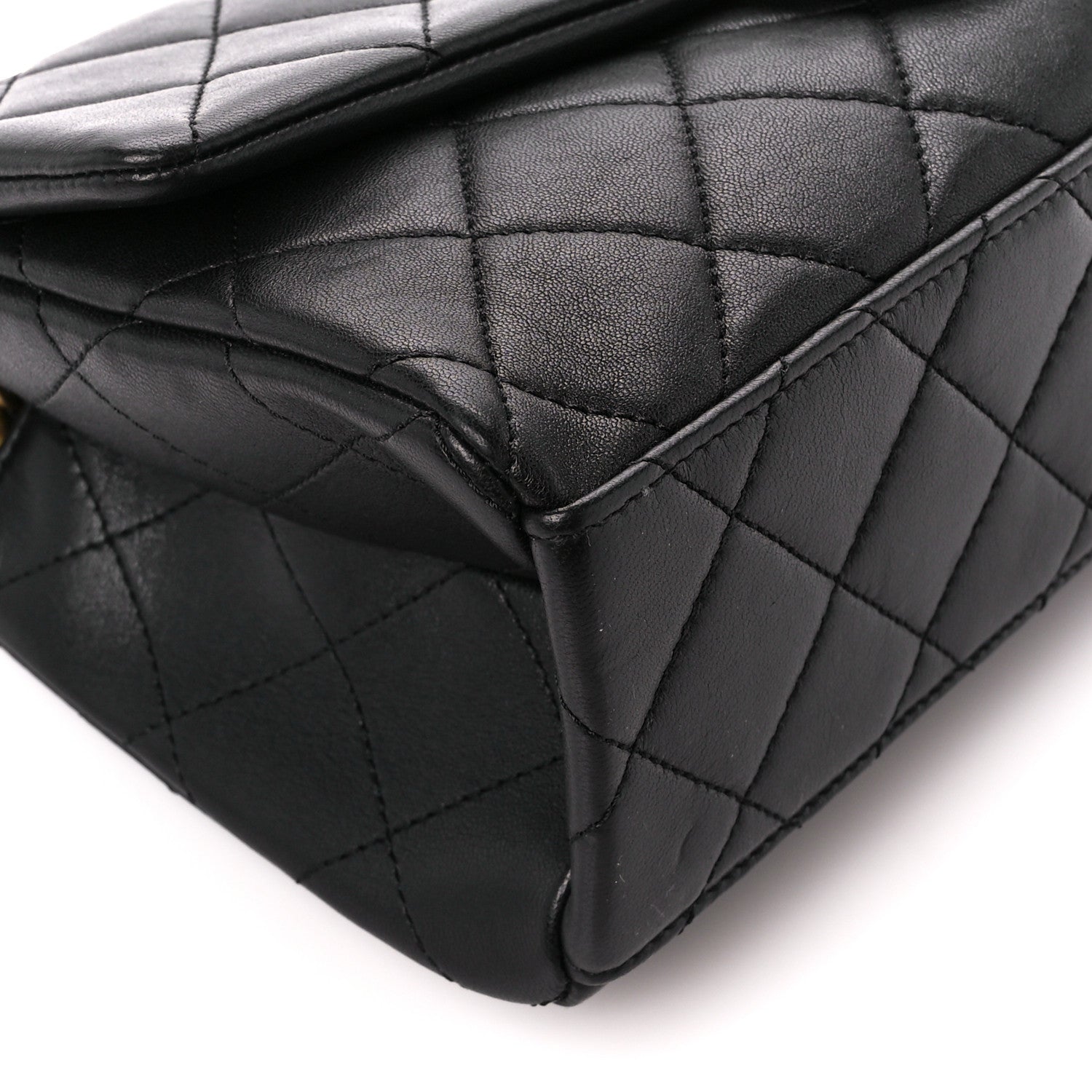 Chanel Lambskin Quilted Chaine Lettre Flap Black 10 of 11
