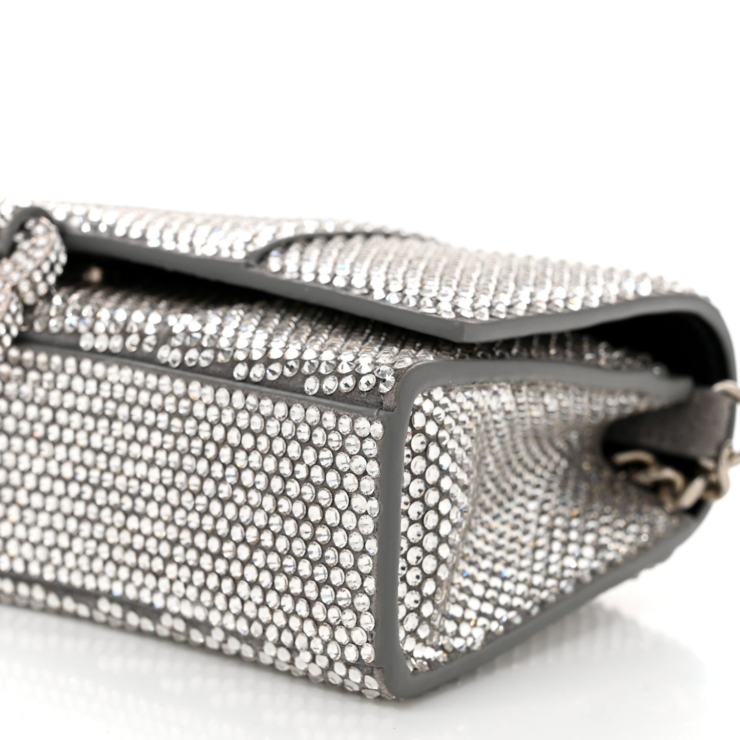 Strass Suede Hourglass Chain Bag Smoke Grey Crystal