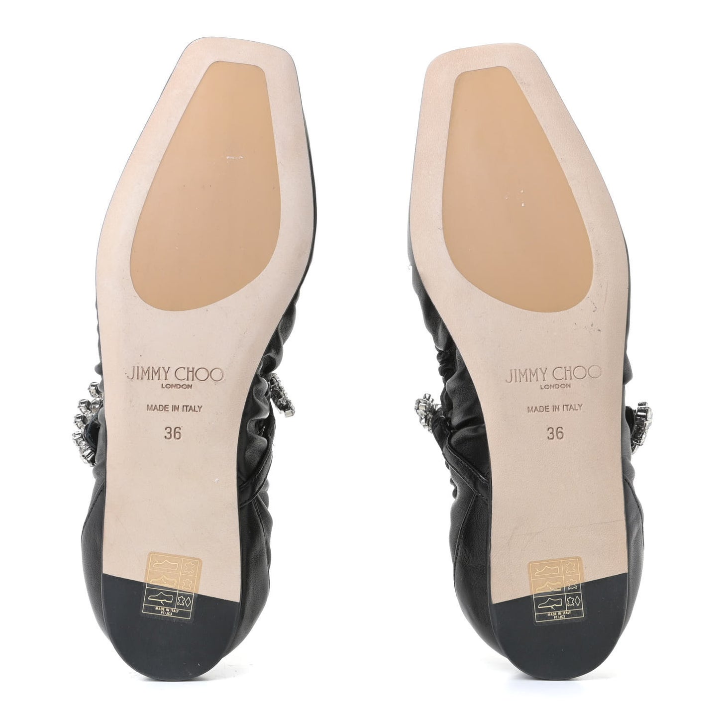 Calfskin Crystal Gai Ballerina Flats 36 Black