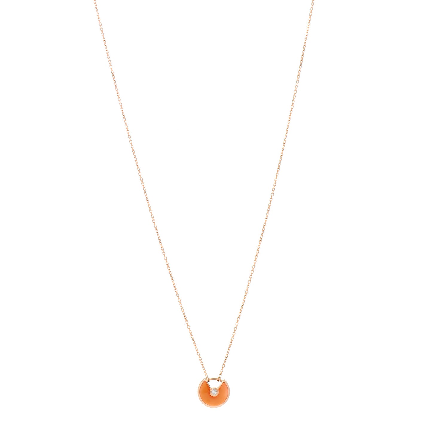 18K Pink Gold Diamond Carnelian XS Amulette Pendant Necklace