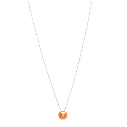 Cartier 18K Pink Gold Diamond Carnelian XS Amulette Pendant Necklace 1 of 5