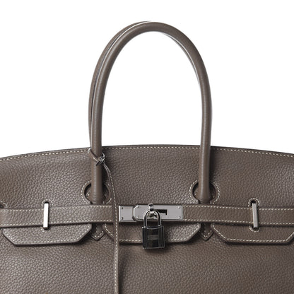 Hermes Taurillon Clemence Birkin 35 Etoupe 12 of 16