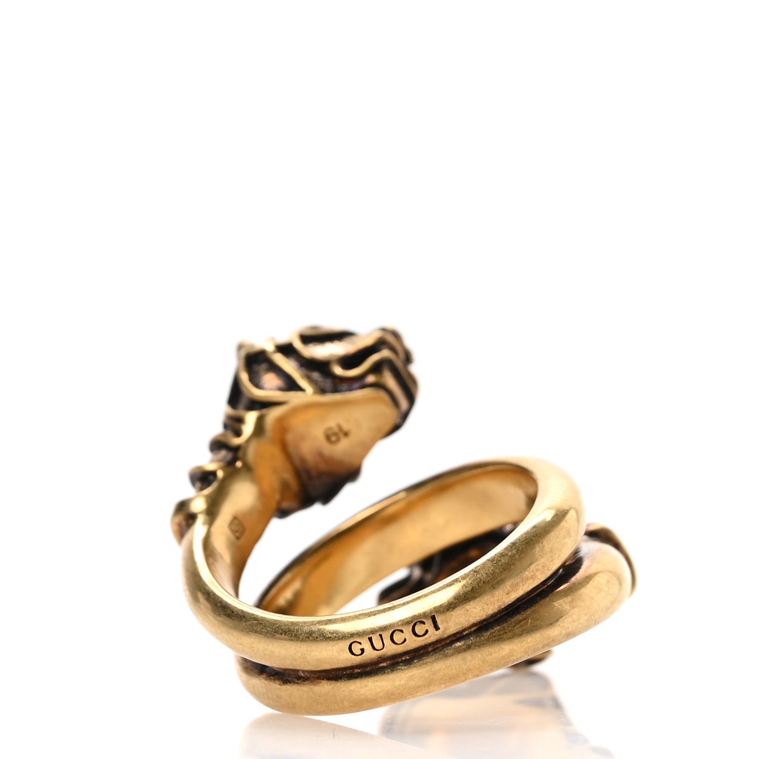 Gucci Tiger Heads Double Wrap Ring 59 8.75 Aged Gold 3 of 4