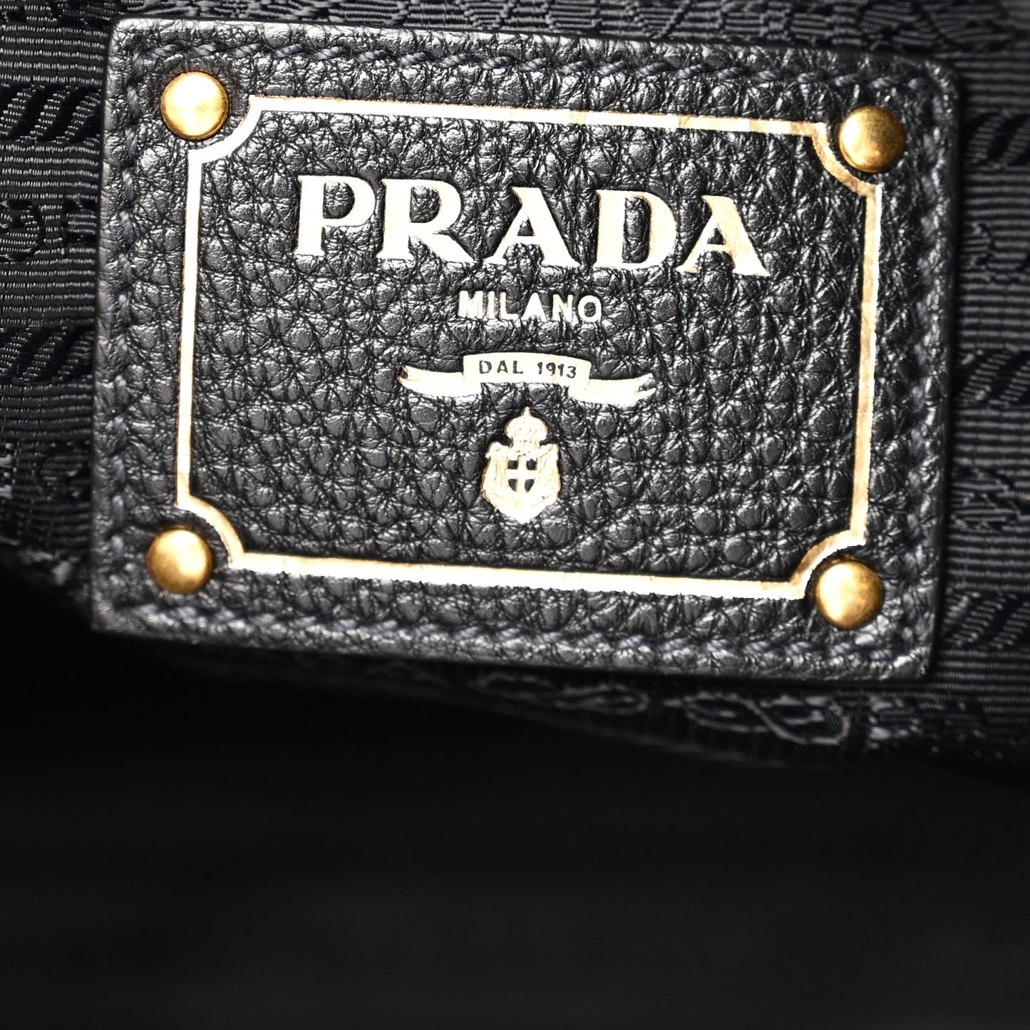 Vitello Phenix Embossed Logo Hobo Black