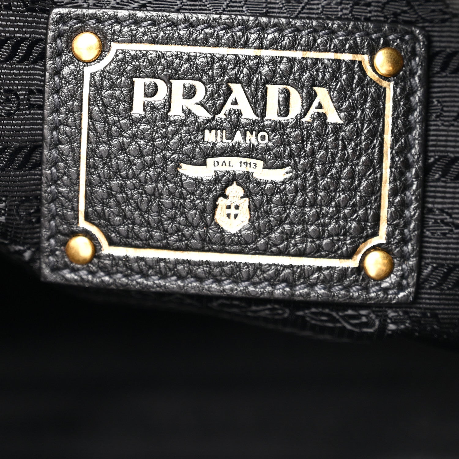 Prada Vitello Phenix Embossed Logo Hobo Black 6 of 10