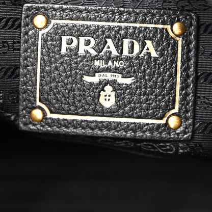 Prada Vitello Phenix Embossed Logo Hobo Black 6 of 10
