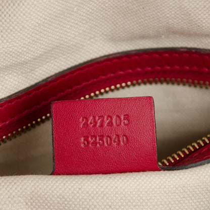 Gucci Calfskin Microguccissima Trim Medium Boston Raspberry Red 7 of 10