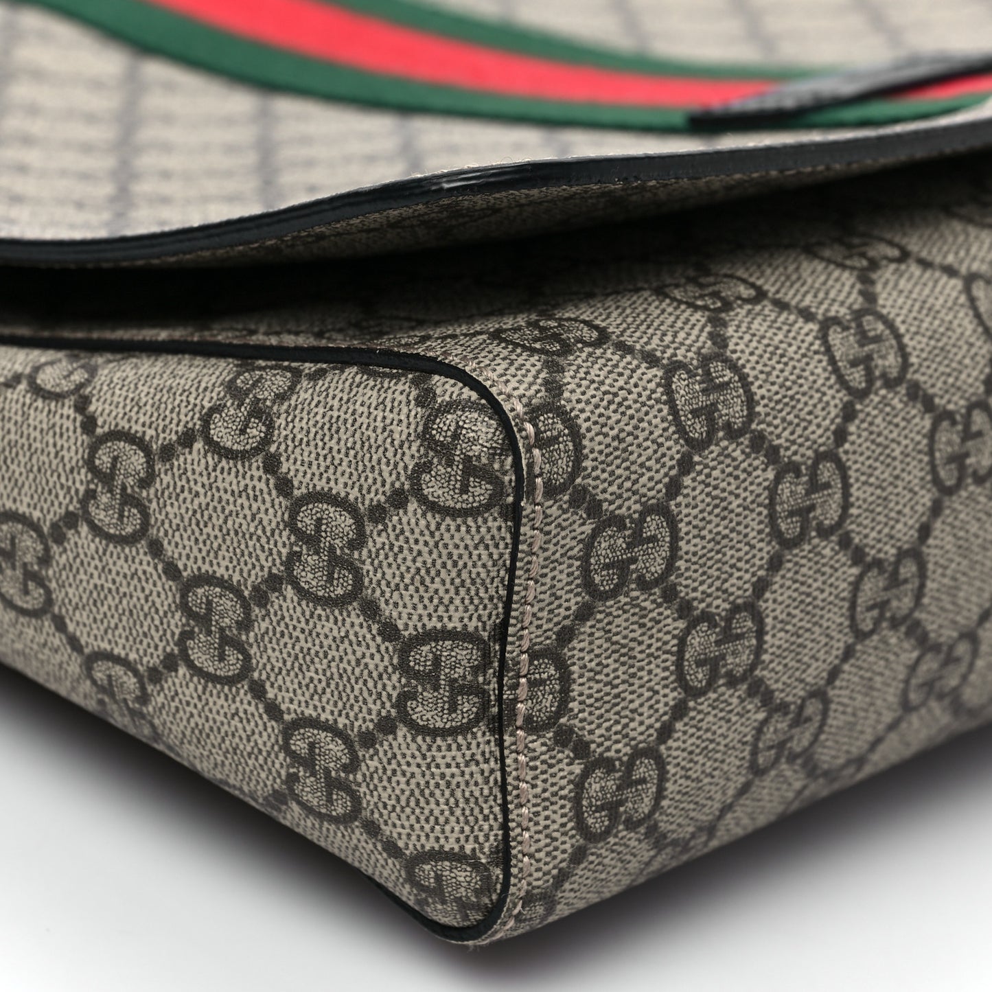 GG Supreme Monogram Web Flap Messenger Bag Black