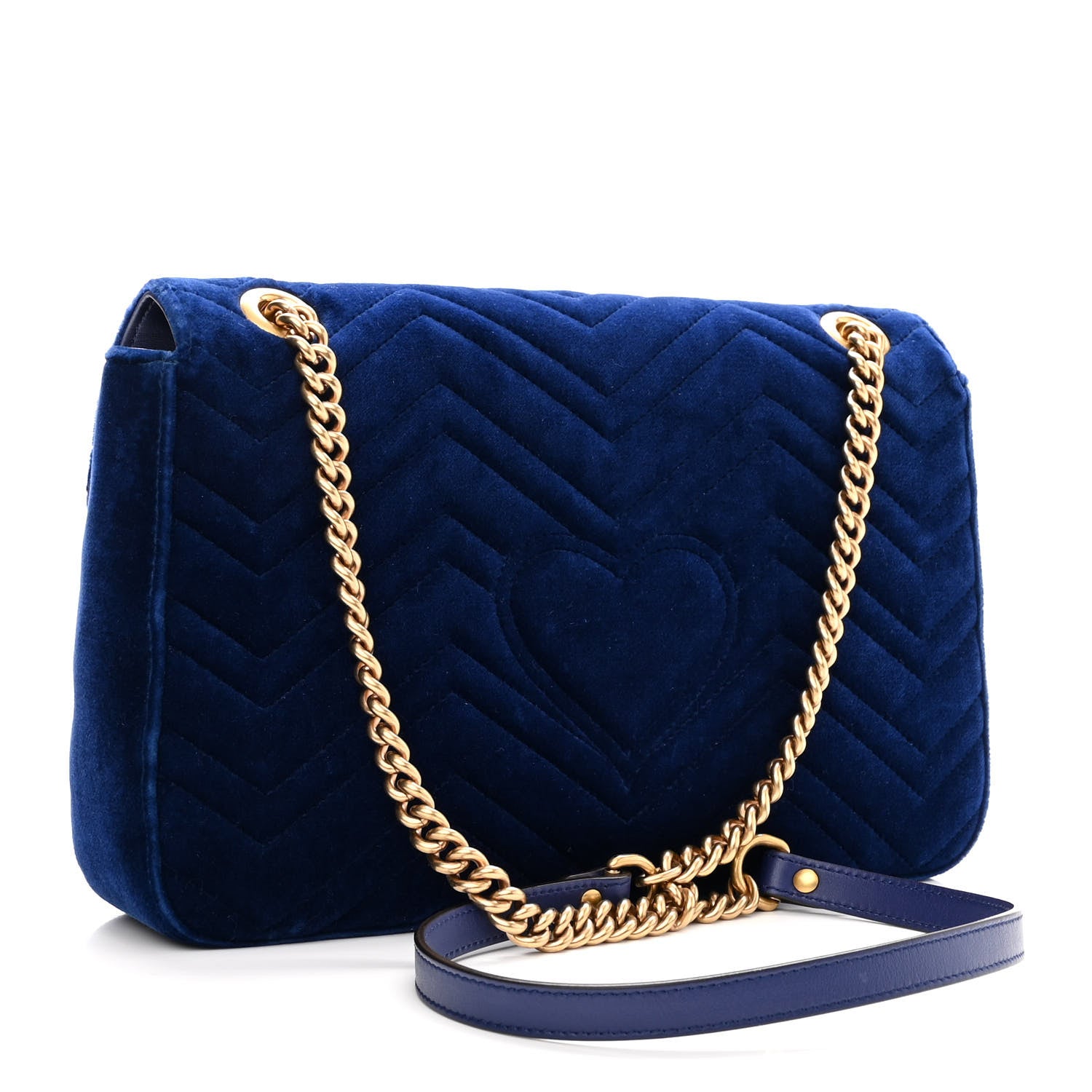 Gucci Velvet Matelasse Medium GG Marmont Shoulder Bag Cobalt Blue 2 of 9