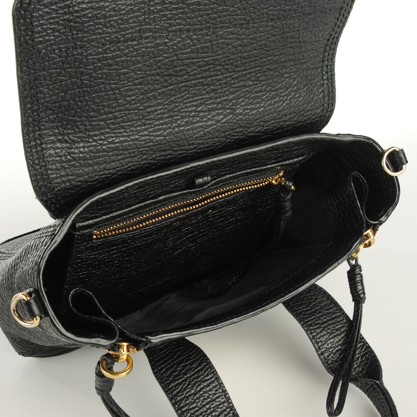 3.1 Textured Calfskin Mini Pashli Satchel Black