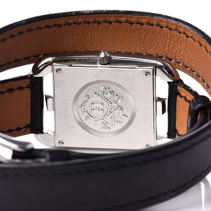Hermes Stainless Steel Barenia 23mm Cape Cod Double Tour Quartz Watch Noir 5 of 7