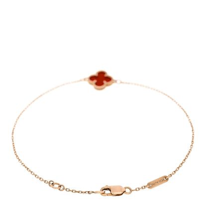 Van Cleef & Arpels 18K Rose Gold Carnelian Sweet Alhambra Bracelet 2 of 5