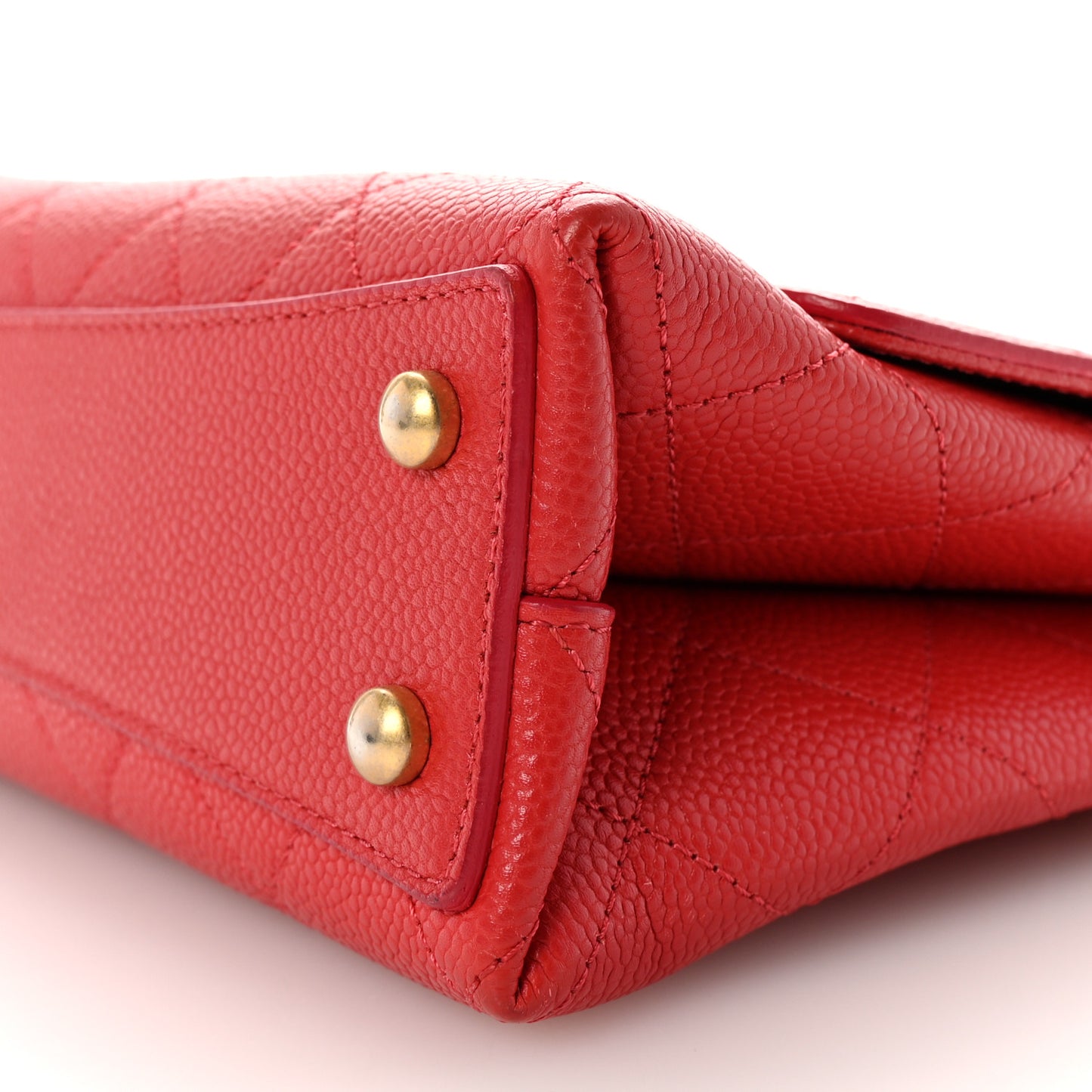 Caviar Diamond Stitched Small Top Handle Flap Red