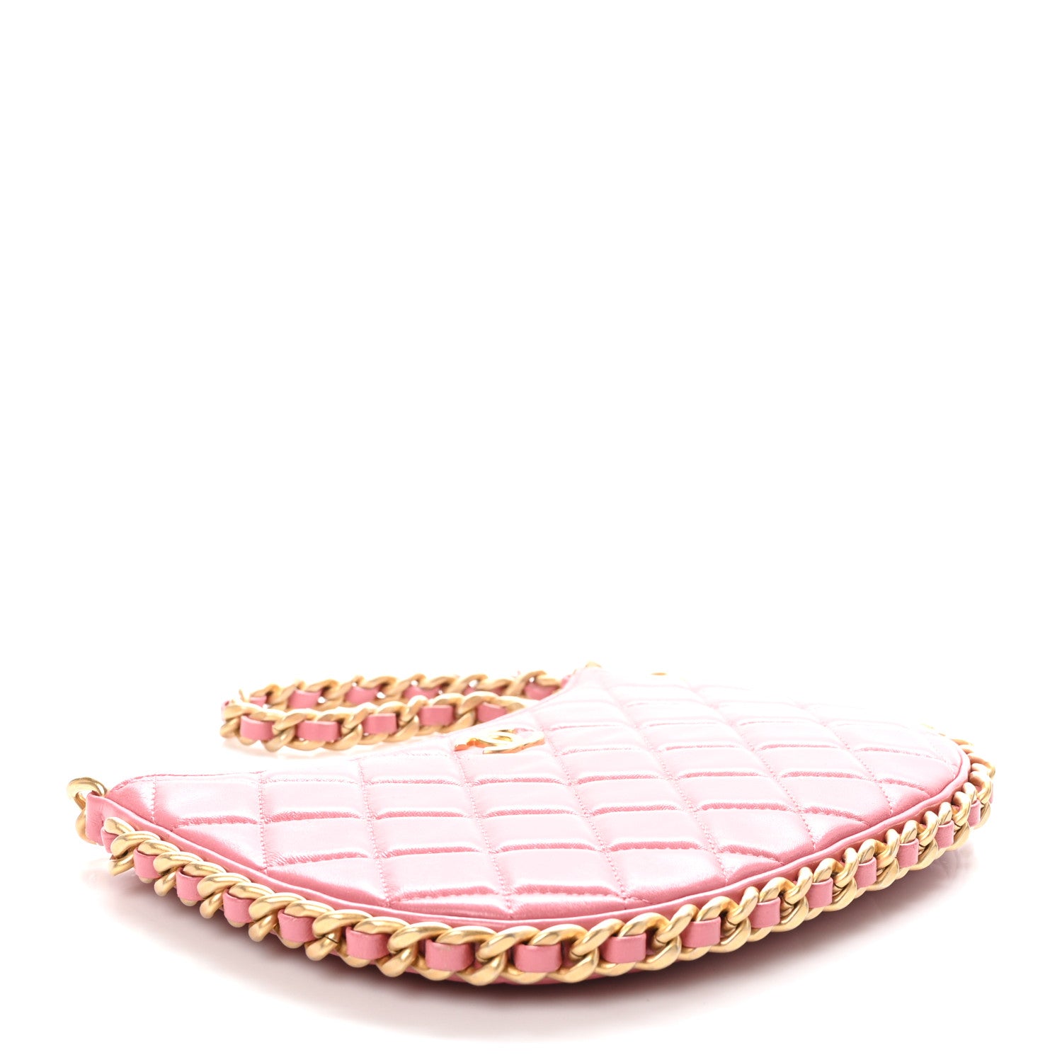 Chanel Shiny Crumpled Lambskin Quilted Trendy Chain Around Hobo Pink 4 of 11