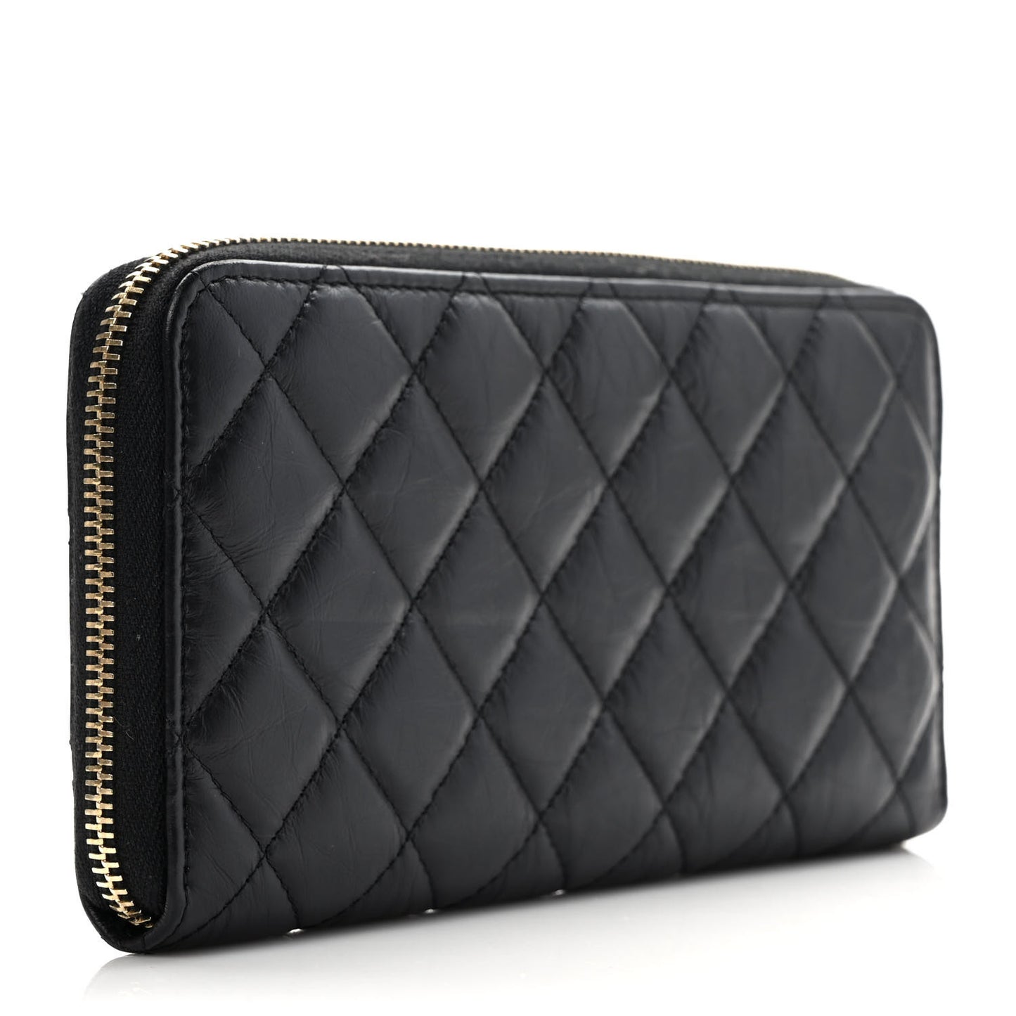 Aged Calfskin Quilted Lucky Charms 2.55 Reissue Zip Around Long Wallet Black
