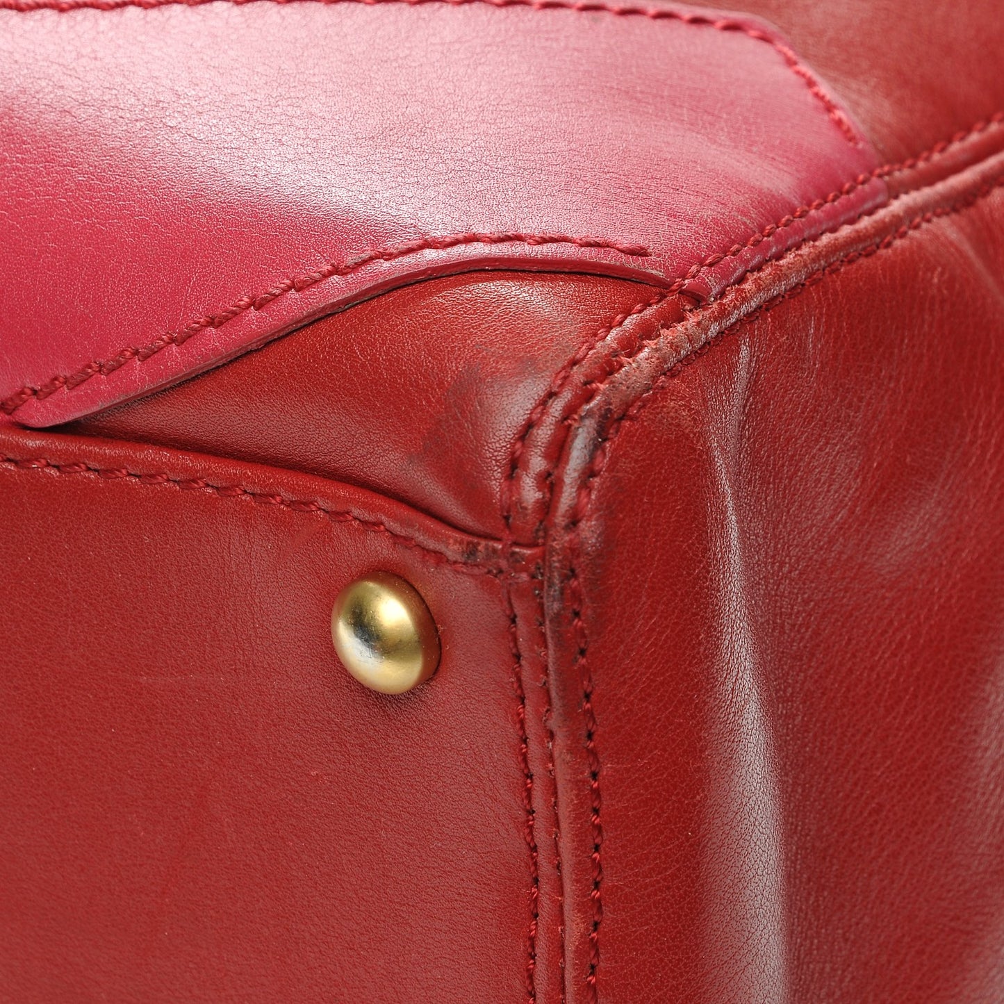 Calfskin CC Stitched Tote Red