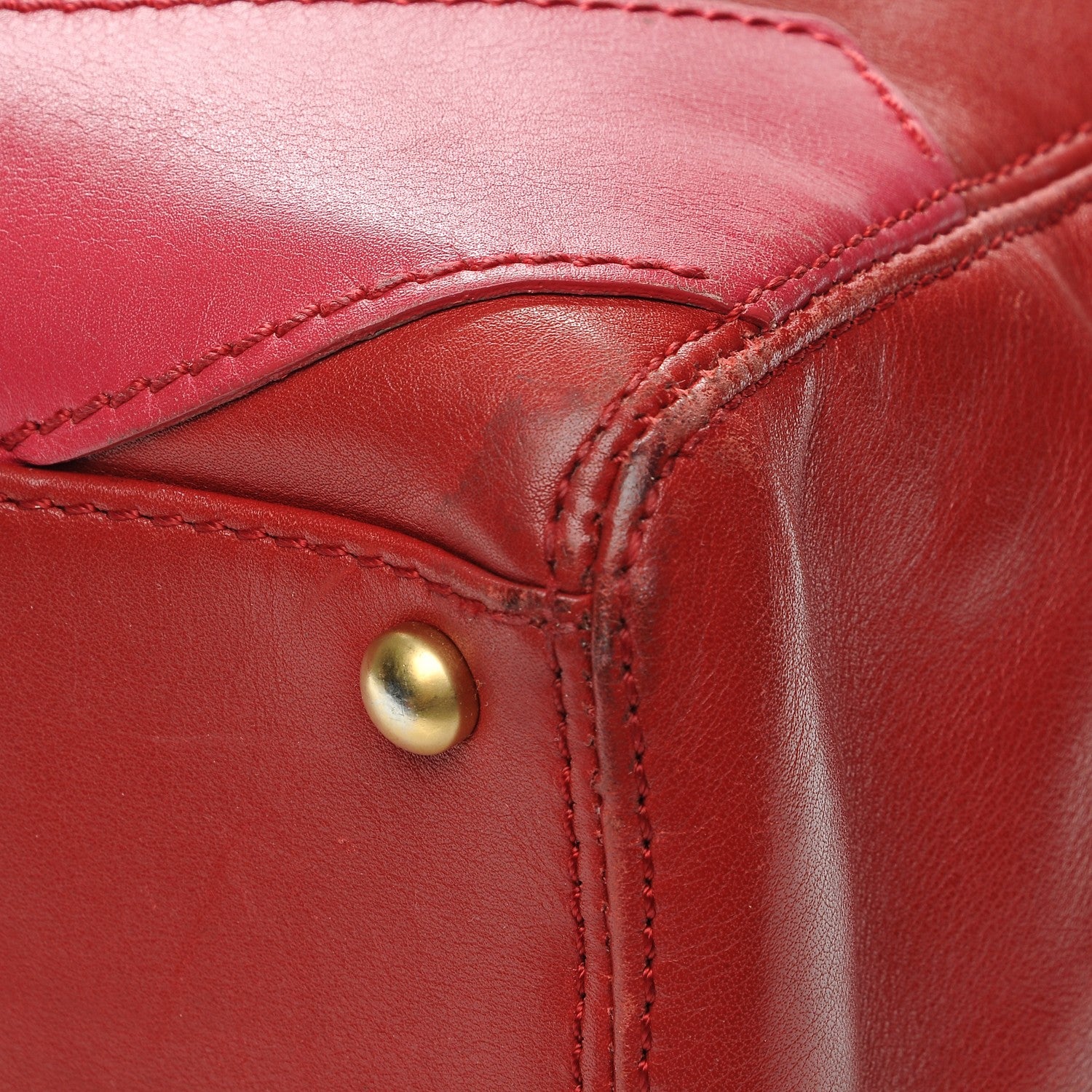 Chanel Calfskin CC Stitched Tote Red 13 of 14
