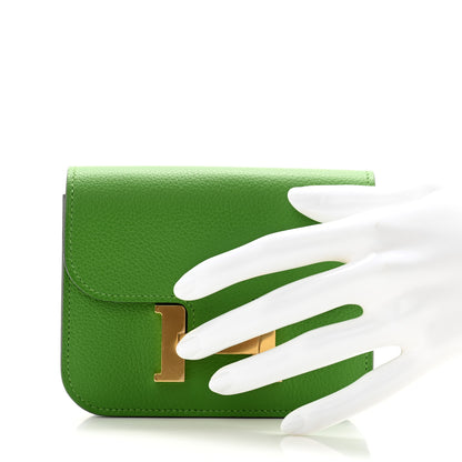 Hermes Evercolor Bi-Color Constance Slim Wallet Vert Yucca Mauve Pale 2 of 9