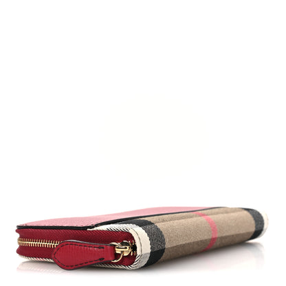 Burberry Grainy Calfskin House Check Elmore Zip Around Wallet Russet Red 4 of 7