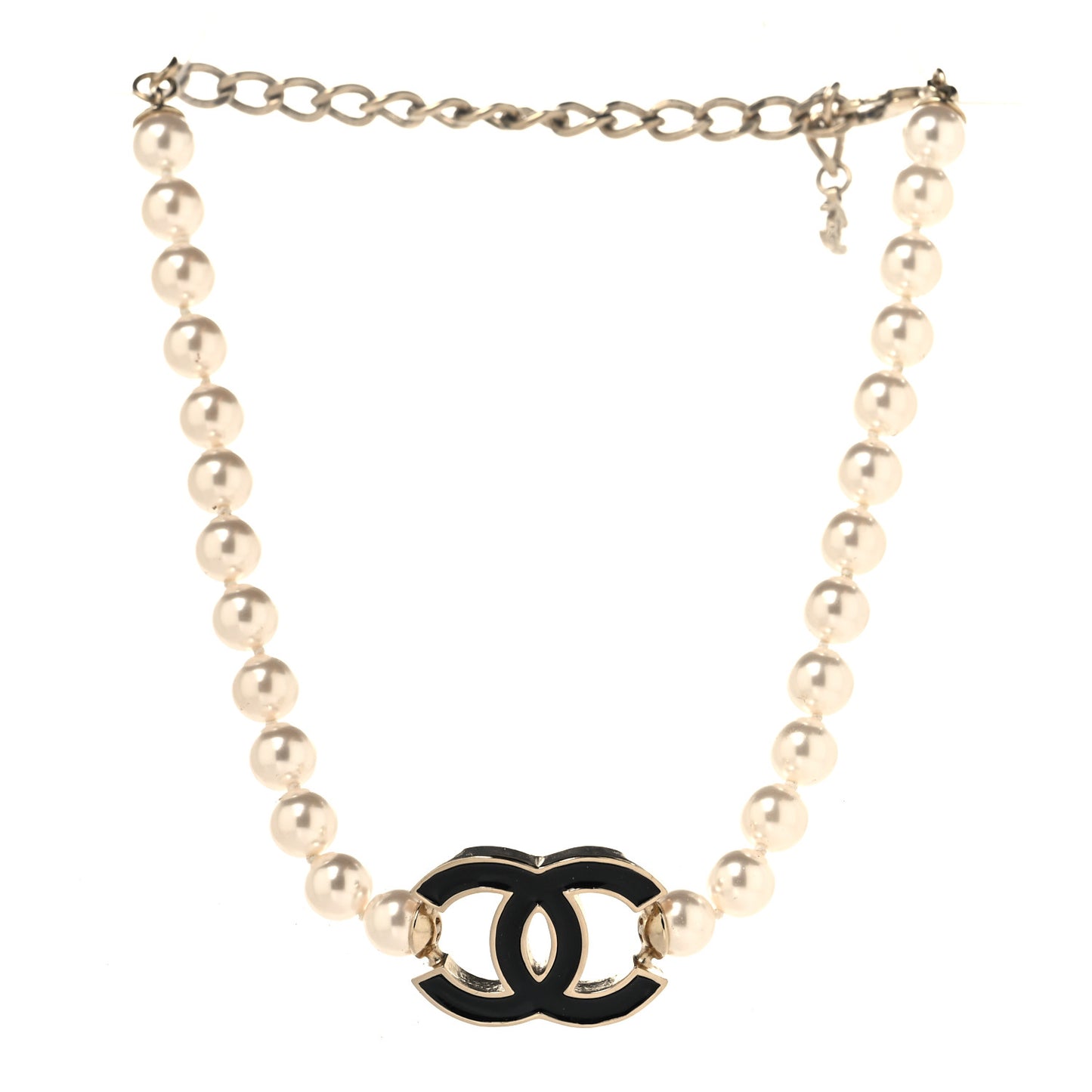 Pearl Resin CC Choker Necklace Gold White Black
