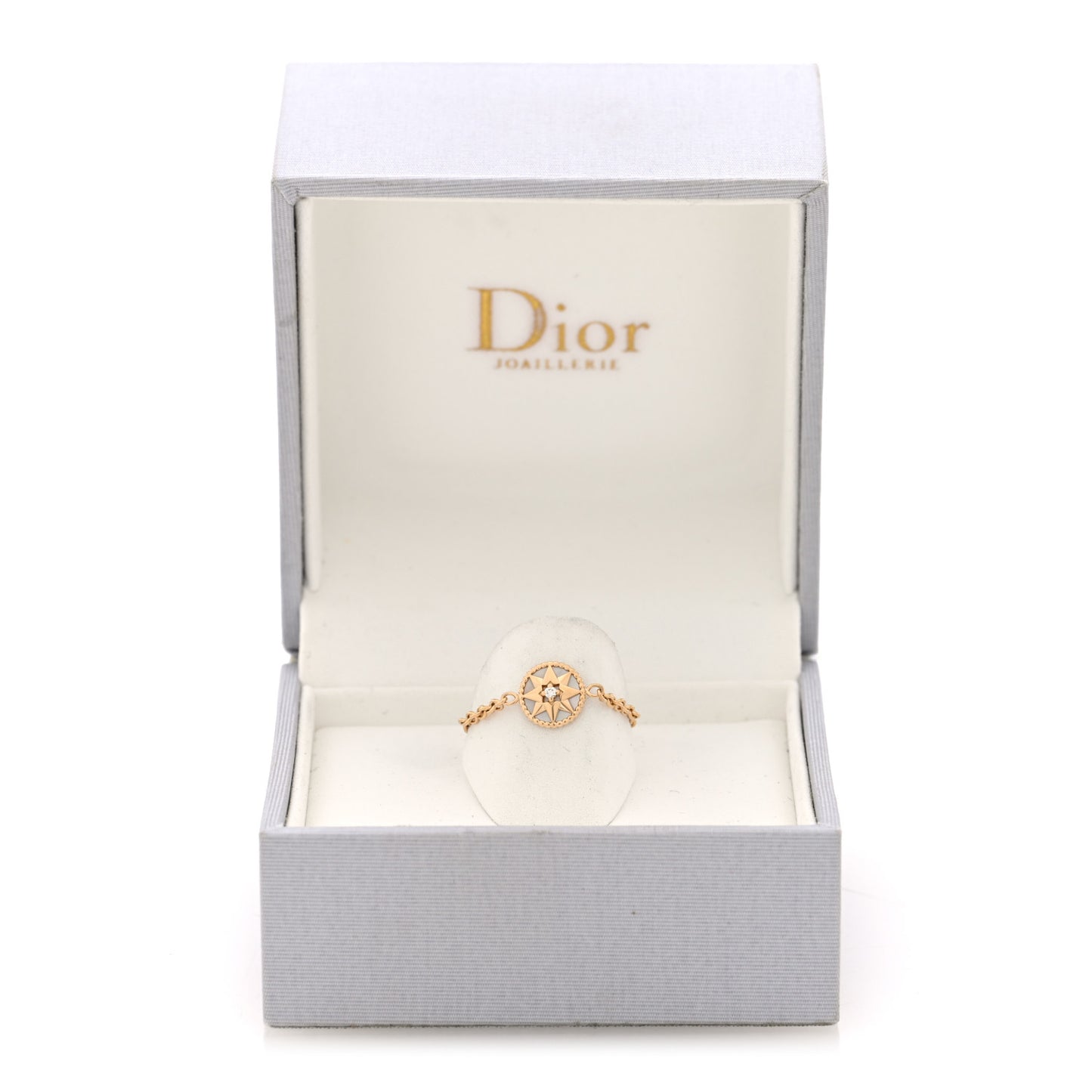 18K Yellow Gold Diamond Mother of Pearl Rose Des Vents Ring 50 5.25