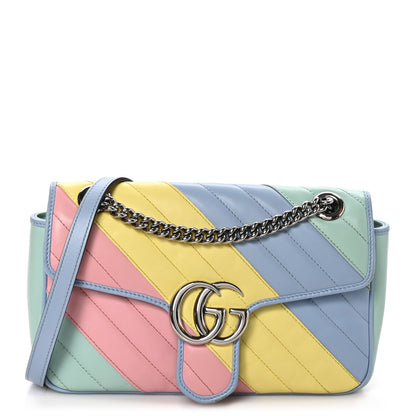 Gucci Calfskin Matelasse Diagonal Small GG Marmont Shoulder Bag Multicolor Pastel 1 of 11