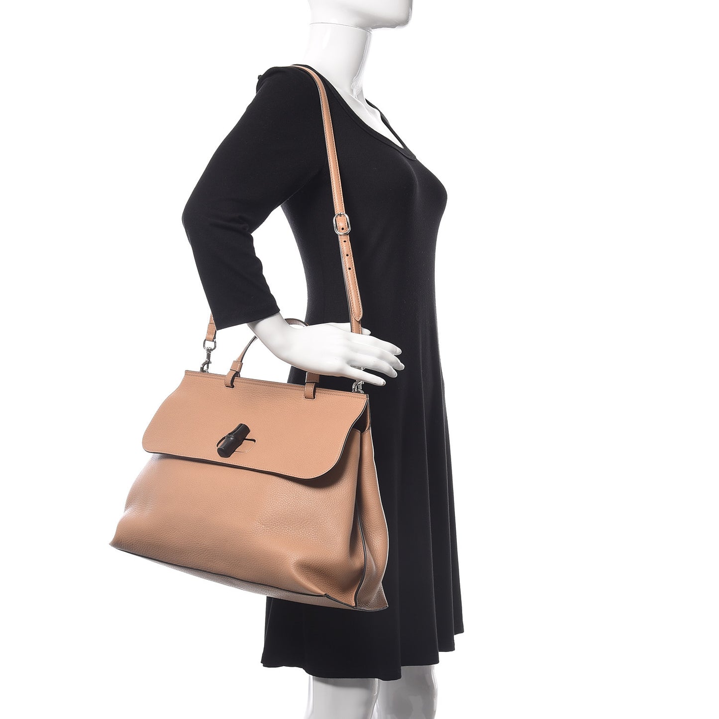 Cellarius Calfskin Large Bamboo Daily Top Handle Bag Camelia