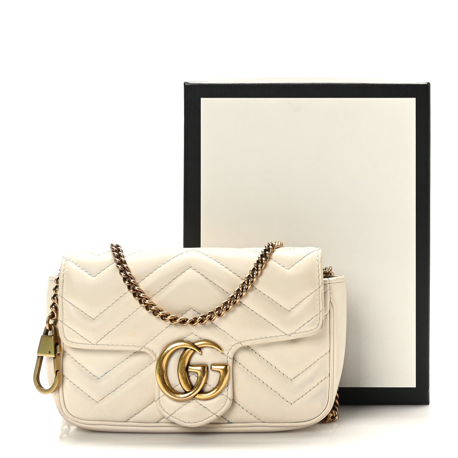 Gucci Calfskin Matelasse Super Mini GG Marmont Shoulder Bag White 11 of 11