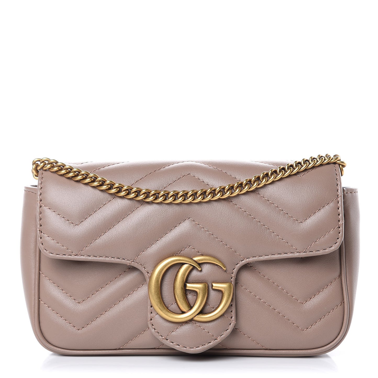 Calfskin Matelasse Super Mini GG Marmont Shoulder Bag Porcelain Rose