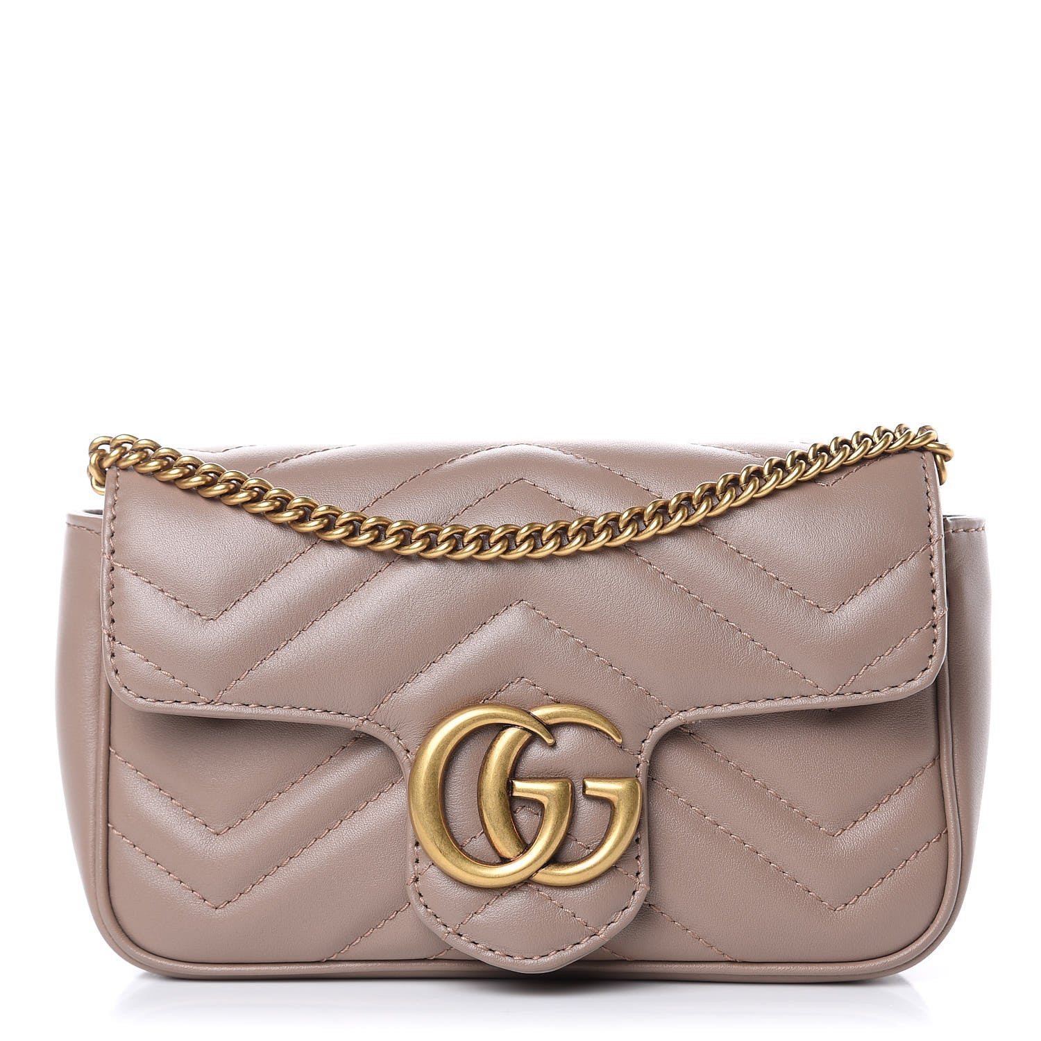 Gucci Calfskin Matelasse Super Mini GG Marmont Shoulder Bag Porcelain Rose 1 of 9
