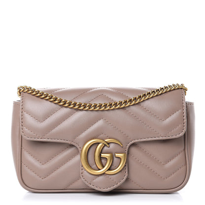 Gucci Calfskin Matelasse Super Mini GG Marmont Shoulder Bag Porcelain Rose 1 of 9