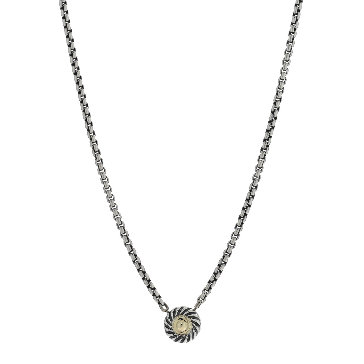 David Yurman Sterling Silver 14K Yellow Gold Cookie Pendant Necklace 1 of 5