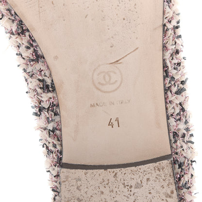 Chanel Tweed Patent Calfskin Cap Toe Ballerina Flats 41 Pink Black 6 of 9
