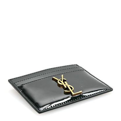 Saint Laurent Patent Calfskin Monogram Credit Card Case Fir Leaf 4 of 7