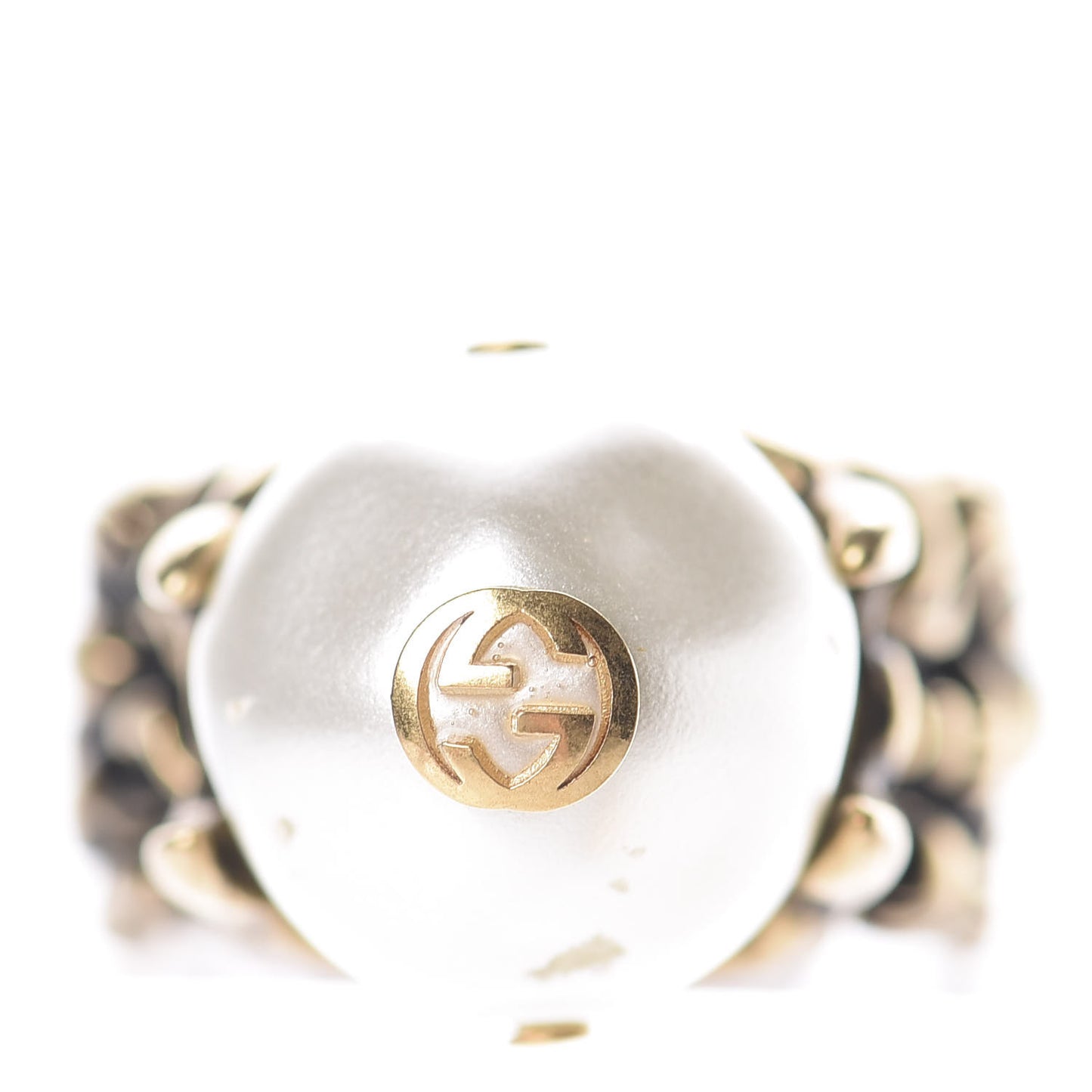 Metal Pearl Ring 6 Aged Gold