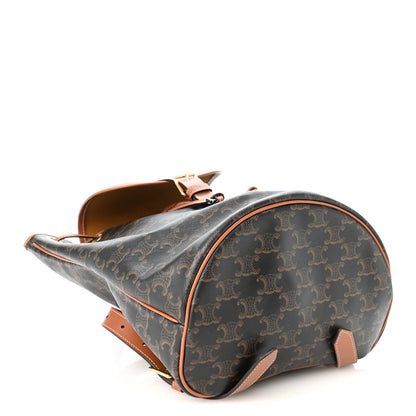 Celine Triomphe Canvas Calfskin Folco Backpack Tan 4 of 9