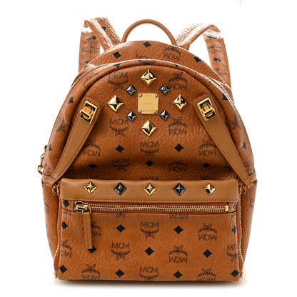 MCM Visetos Studded Small Dual Stark Backpack Cognac 1 of 9