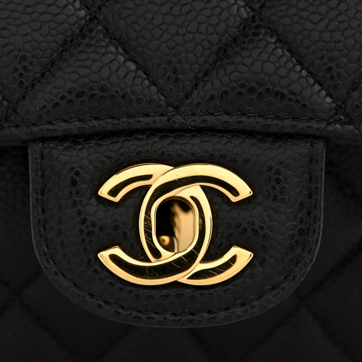 Caviar Quilted Small Double Flap Black