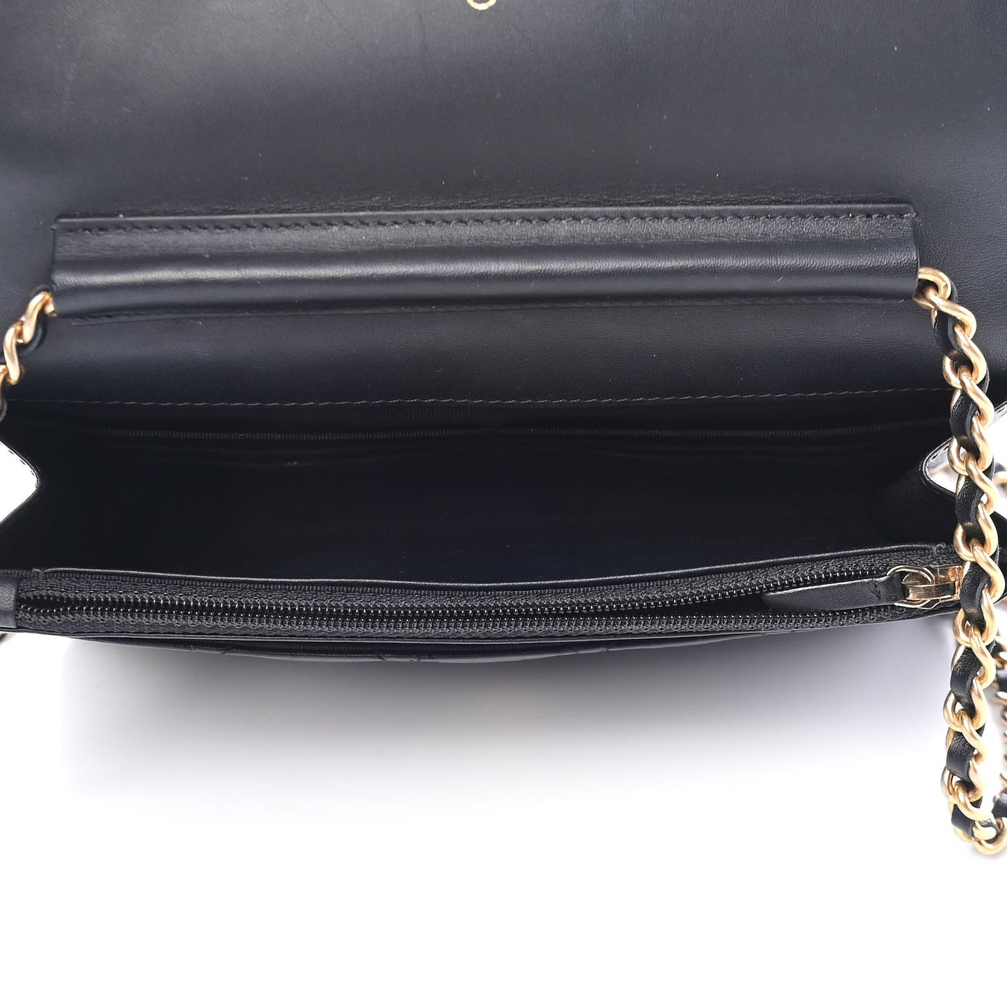 Aged Calfskin Quilted Lucky Charms Casino 2.55 Reissue Wallet On Chain WOC Black