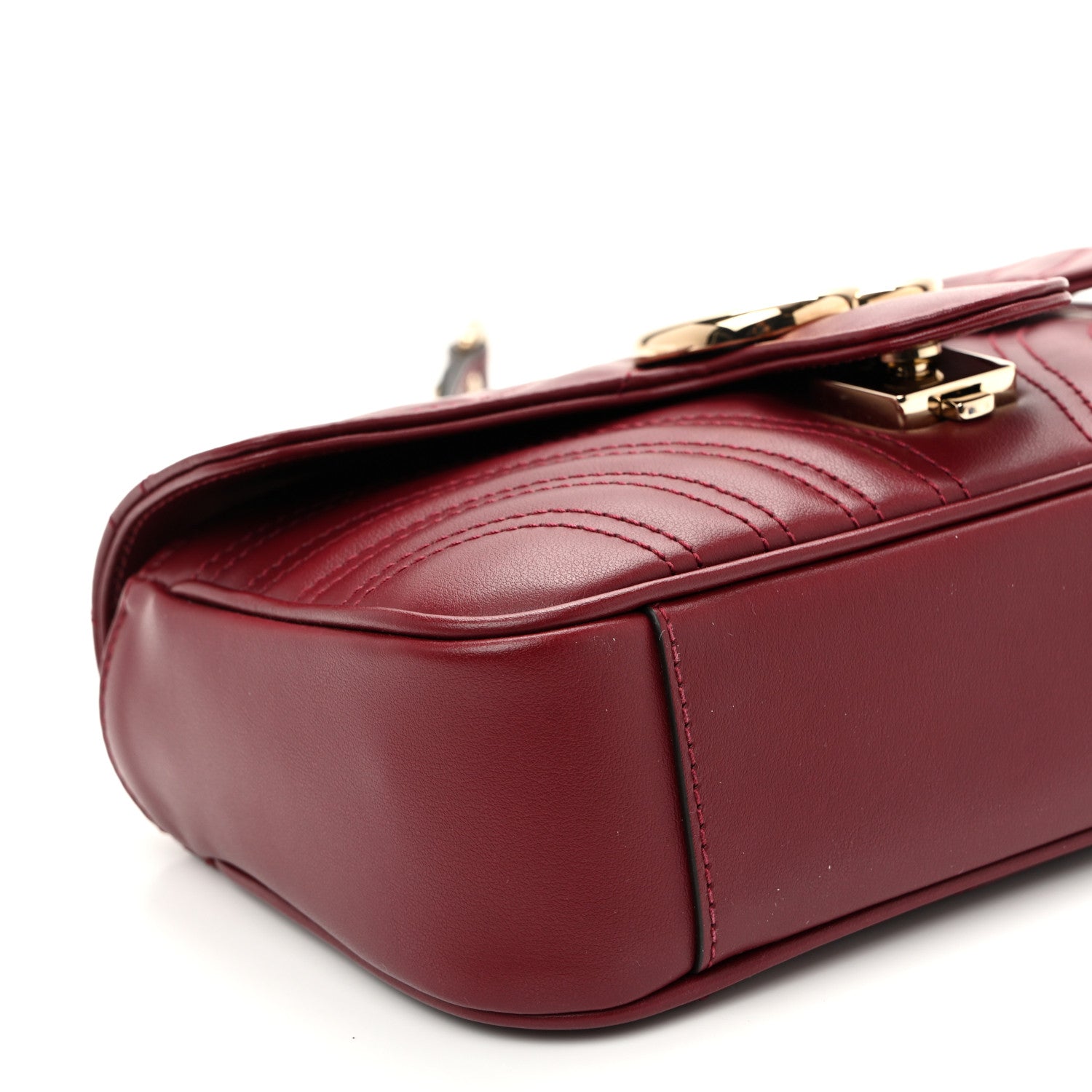 Gucci Calfskin Matelasse Mini GG Marmont Shoulder Bag Rosso Ancora 9 of 11