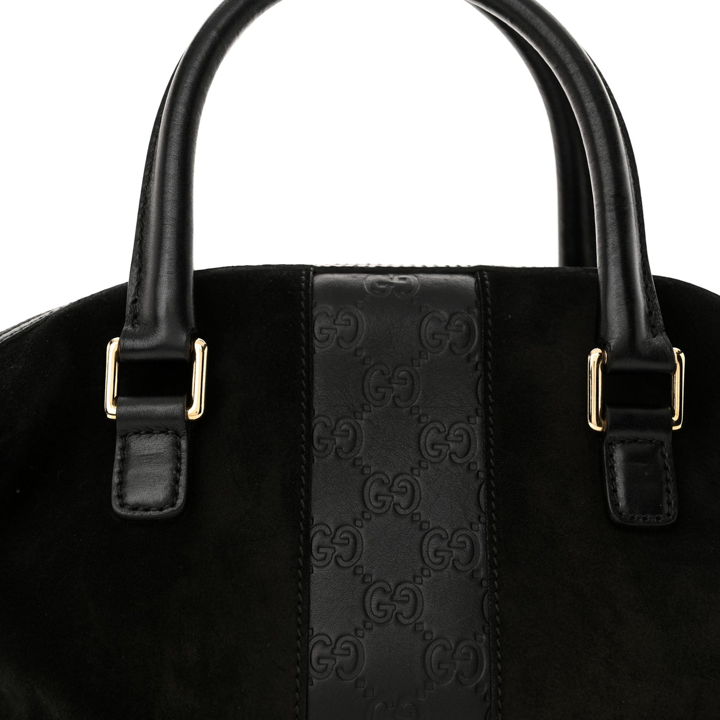 Suede Guccissima Small Boston Black